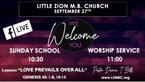 LZMBC Live Worship Service September 27th, 2020