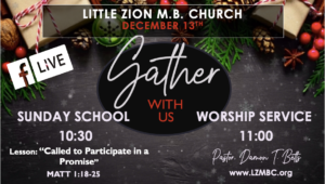 LZMBC Live Sunday School December 13th, 2020