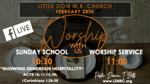 LZMBC Live Sunday School and Worship Service 2.28.2021